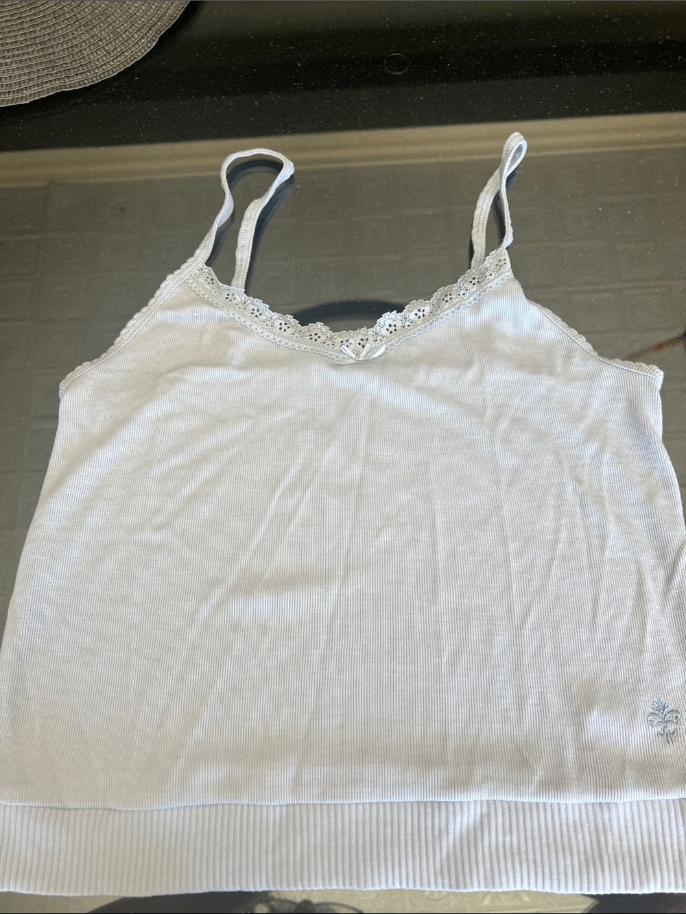 Rachel Ashwell Light Blue Lace-Trim Ribbed Camisole Tank Top